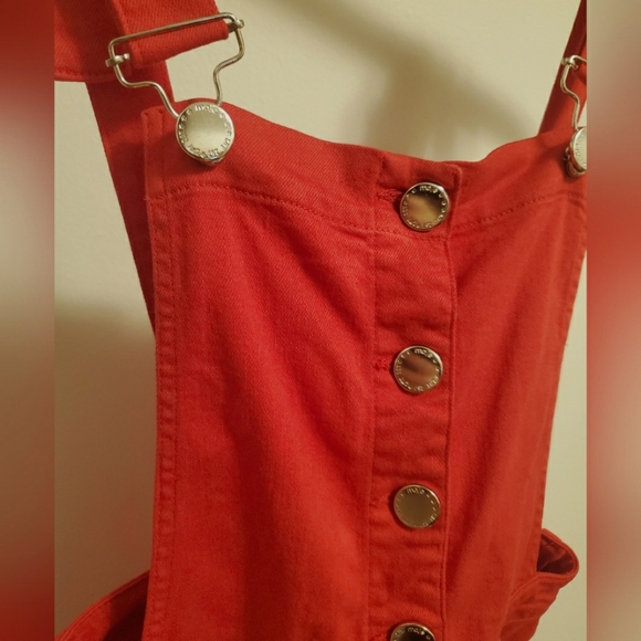 Maje Rira Red Denim Overall Style Button Down Mini Dress size XS. - Picture 4 of 14